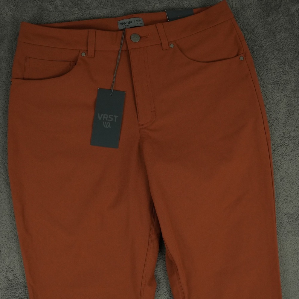 VRST Limitless Slim Fit 5 Pocket Pants Mens 33x30(34x28)‎ Rust Orange Stretch